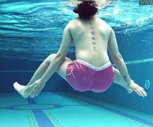 Woman Dee ultra-cute bashful Czech maiden swimming